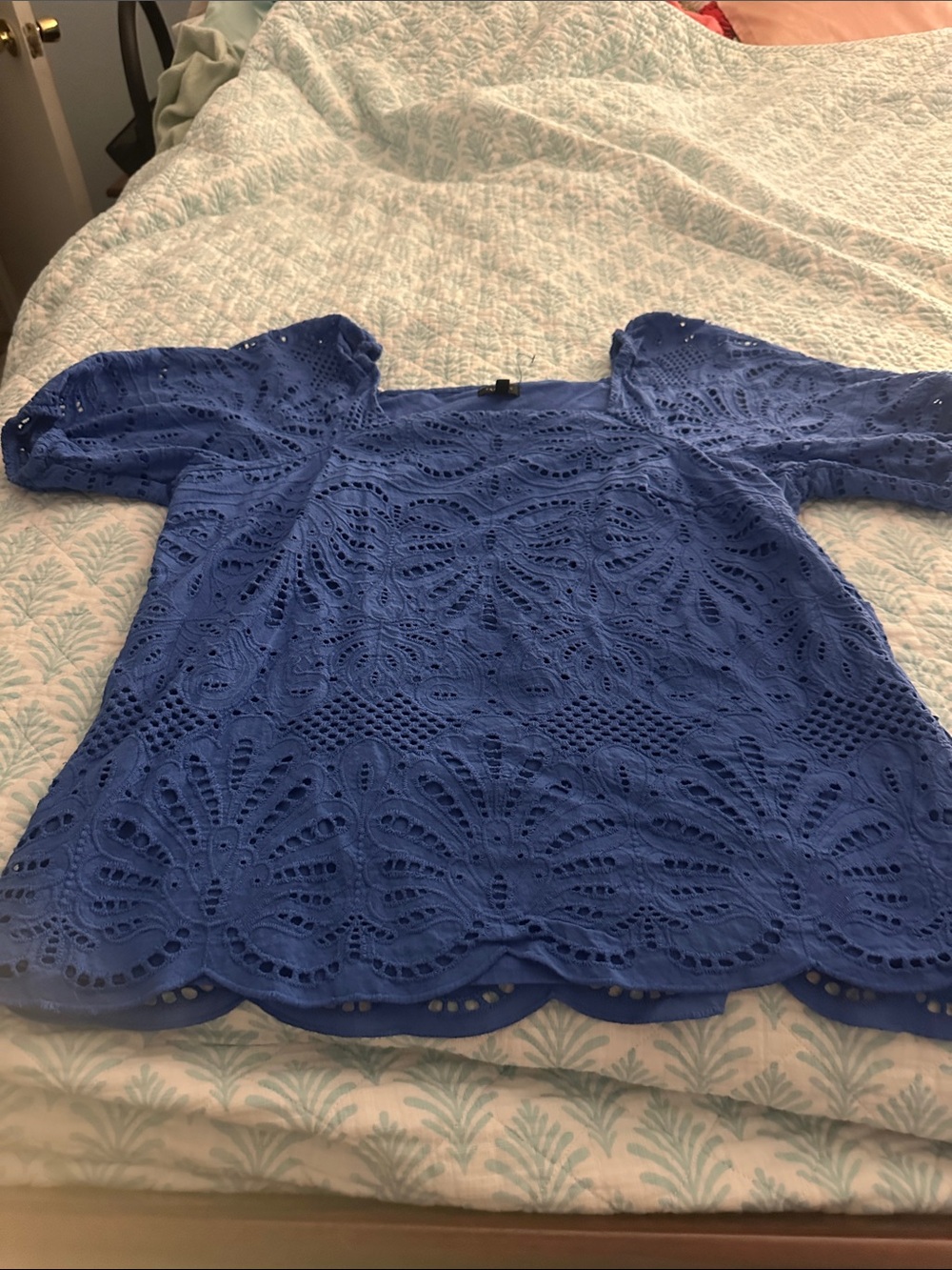 Talbots Royal Blue Eyelet Lace Top